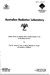 Isotopic ratios of actinides used in British nuclear trials at Maralinga and Emu