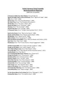 Perfect Harmony String Ensemble Movie/Soundtrack Repertoire (with trio or quartet) A Dream Is A Wish Your Heart Makes: Disney/Cinderella Against All Odds (Take a Look at Me Now): (from “Against All Odds”; 1984) Alfie