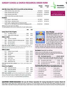 SUNDAY SCHOOL & CHURCH RESOURCES ORDER FORM USD/CAD	USD/CAD Single	Bulk†