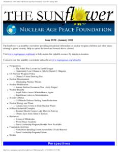 The Sunflower - eNewsletter of the Nuclear Age Peace Foundation - Issue[removed]January 2010