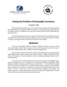 WSC and ICS on Solving the Problem of Overweight Containers