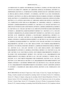 ORDINANCE NO._____ AN ORDINANCE TO AMEND AND REORDAIN CHAPTER 24, ZONING, OF THE CODE OF THE COUNTY OF JAMES CITY, VIRGINIA, BY AMENDING ARTICLE I, IN GENERAL, SECTION 24-2, DEFINITIONS, SECTION 24-3, PURPOSE OF CHAPTER;