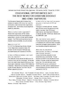 Iowa Alliance for Choice in Education / Tax credit / Education / Independent school / State school / Education economics / Education policy / Education in Iowa
