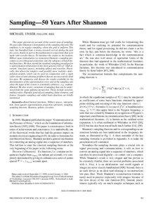 Sampling—50 Years After Shannon MICHAEL UNSER, FELLOW, IEEE This paper presents an account of the current state of sampling,