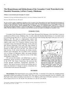 The Herpetofauna and Ichthyofauna of the Cucumber Creek Watershed in the Ouachita Mountains, LeFlore County, Oklahoma