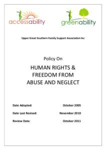 Upper Great Southern Family Support Association Inc  Policy On HUMAN RIGHTS & FREEDOM FROM