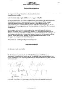 1117/A(E)  vomXXV.GP) Entschließungsantrag  der Abgeordneten Mag.a Gisela Wurm, Dorothea Schittenhelm