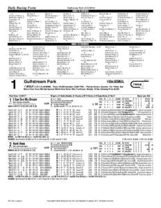 Daily Racing Form  Gulfstream ParkINDEX TO ENTRIES  >A>