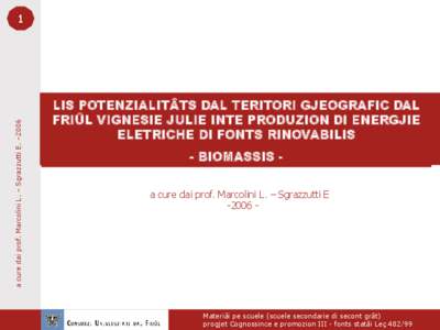 a cure dai prof. Marcolini L. – Sgrazzutti E. –[removed]LIS POTENZIALITÂTS DAL TERITORI GJEOGRAFIC DAL FRIÛL VIGNESIE JULIE INTE PRODUZION DI ENERGJIE