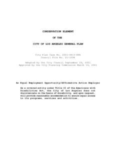 CONSERVATION ELEMENT OF THE CITY OF LOS ANGELES GENERAL PLAN City Plan Case NoGPA Council File No