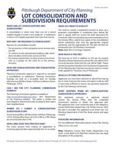 Pittsburgh Department of City Planning  Version: Jan 2015 LOT CONSOLIDATION AND SUBDIVISION REQUIREMENTS