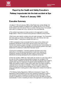 Report by the Health and Safety Executive’s Railway Inspectorate into the train accident at Spa Road on 8 January 1999