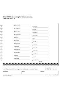 2013 FIA World Touring Car Championship GRID FOR RACE 2