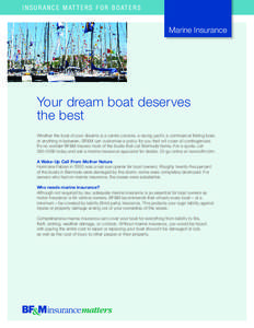 I N S U R A N C E M AT T E R S F O R B O AT E R S  Marine Insurance Your dream boat deserves the best