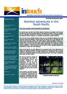intouch  intouch newsletter of the Public Health Association of Australia Inc. Vol 29 No 10, November 2012