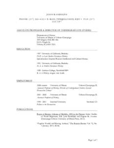 JOHN RANDOLPH PHONE • E-MAIL  • FAXASSOCIATE PROFESSOR & DIRECTOR OF UNDERGRADUATE STUDIES Department of History