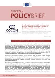 EUROPEAN  POLICYBRIEF G. Hammerschmid, S. Van de Walle, A. Oprisor and V. Štimac Coordinating for cohesion in the public sector of the future (COCOPS)