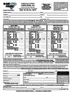 EXHIBIT SPACE CONTRACT  SANTA ROSA, CA Sonoma County Fairgrounds 1350 Bennett Valley Rd. (Zip: 95404)