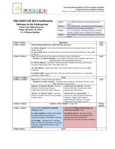 Advancing Interdisciplinary STEM Graduate Education in Energy and Sustainability Disciplines Alliance for Graduate Education and the Professoriate (E&S) E&S AGEP Fall 2014 Conference Pathway to the Professoriate