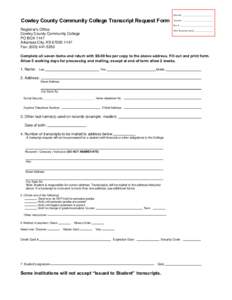 Cowley County Community College Transcript Request Form