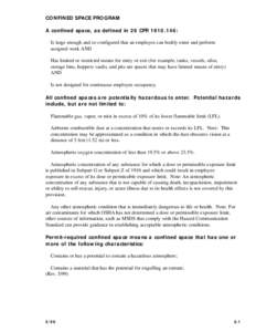 Occupational safety and health / Confined space / Hazards / Human spaceflight / Work permit / International Space Station / Right to know / Spaceflight / Safety / Security