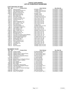 TOWN OF CORTE MADERA  LIST OF STOREFRONT BUSINESSES LUCKY DRIVE/NELLEN AREA BL# 5012