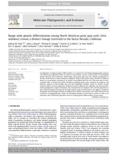 ARTICLE IN PRESS Molecular Phylogenetics and Evolution xxx[removed]xxx–xxx Contents lists available at ScienceDirect  Molecular Phylogenetics and Evolution