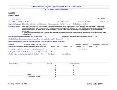 Infrastructure Capital Improvement Plan FY[removed]ICIP Capital Project Description Counties Otero County ID: