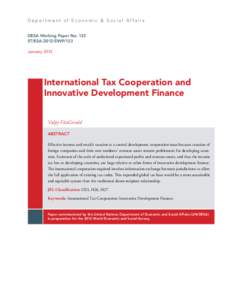 Depar tment of Economic & Social Af fairs DESA Working Paper No. 123 ST/ESA/2012/DWP/123 January[removed]International Tax Cooperation and