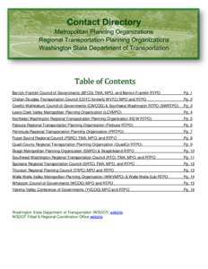 Table of Contents  Benton-Franklin Council of Governments (BFCG) TMA, MPO, and Benton-Franklin RTPO Pg. 1