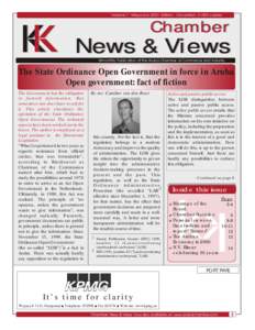 Volume 7- May/June 2001 Edition - Circulation: 5.000 copies  Chamber News & Views Bimonthly Publication of the Aruba Chamber of Commerce and Industry