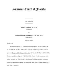 Supreme Court of Florida ____________ No. SC00-490 ____________  JOHN CASTILLO, etc., et al.,