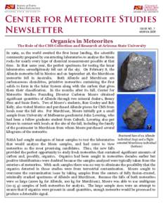 Center for Meteorite Studies Newsletter ISSUE NO. 7 WINTER[removed]Organics in Meteorites