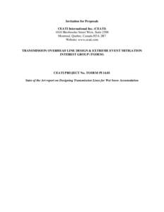 Invitation for Proposals CEATI International Inc. (CEATI[removed]Sherbrooke Street West, Suite 2500 Montreal, Quebec, Canada H3A 2R7 Website: www.ceati.com