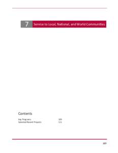 7  Service to Local, National, and World Communities Contents Key Programs