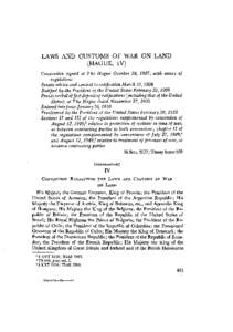 Laws and customs of war on land (Hague, IV)