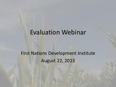 Evaluation Webinar First Nations Development Institute August 22, 2013 Cochiti Youth Experience, Inc. Cochiti Pueblo, New Mexico
