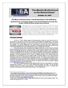 “The Muslim Brotherhood in the United States” www.nefafoundation.org