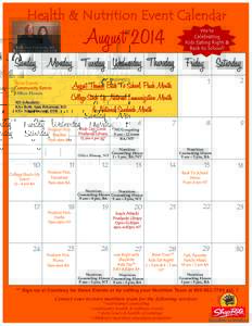 Dietitian calendar August 2014