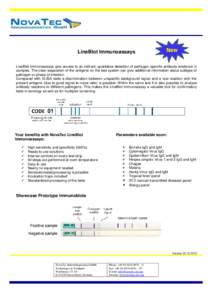 LineBlot Immunoassays LineBlot Immunoassays give access to an indirect, qualitative detection of pathogen specific antibody existence in samples. The clear separation of the antigens on the test system can give additiona