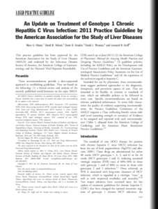 An update on treatment of genotype 1 chronic hepatitis C virus infection: 2011 practice guideline by the American Association for the Study of Liver Diseases