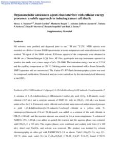 Electronic Supplementary Material (ESI) for Dalton Transactions This journal is © The Royal Society of Chemistry 2013 Organometallic anticancer agents that interfere with cellular energy processes: a subtle approach to 