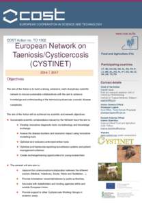 www.cost.eu/fa  COST Action no. TD 1302 European Network on Taeniosis/Cysticercosis