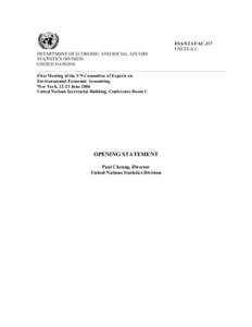 ESA/STAT/AC.117 UNCEEA/1/ DEPARTMENT OF ECONOMIC AND SOCIAL AFFAIRS STATISTICS DIVISION UNITED NATIONS