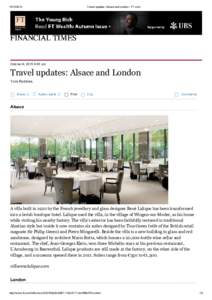 Travel updates: Alsace and London ­ FT.com October 9, 2015 6:05 pm