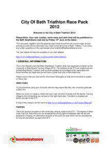 City Of Bath Triathlon Race Pack 2012 Welcome to the City of Bath Triathlon 2012!