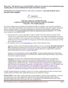 Please Note: This document was revised[removed]to reflect new due dates for when institutional/campus sampling plans are due and additional information about follow-up plans. This document was revised[removed]to ref