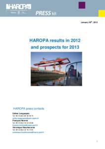 PRESS kit January 30th, 2013 HAROPA results in 2012 and prospects for 2013
