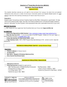 Checklist for 2nd Grade Show Me Nutrition (SMN202) Curriculum: Food Group Express Updated[removed]This checklist identifies materials you will need for this curriculum from campus, the share drive and selected Publication