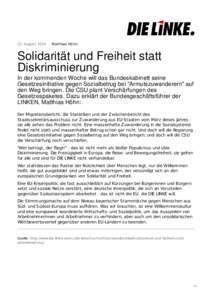 22. August[removed]Matthias Höhn Solidarität und Freiheit statt Diskriminierung